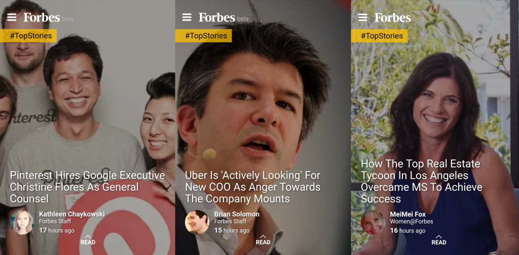 Forbes mobile screenshots